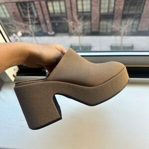 Tapue Platform Clog Mules Heeled Slide On Mules